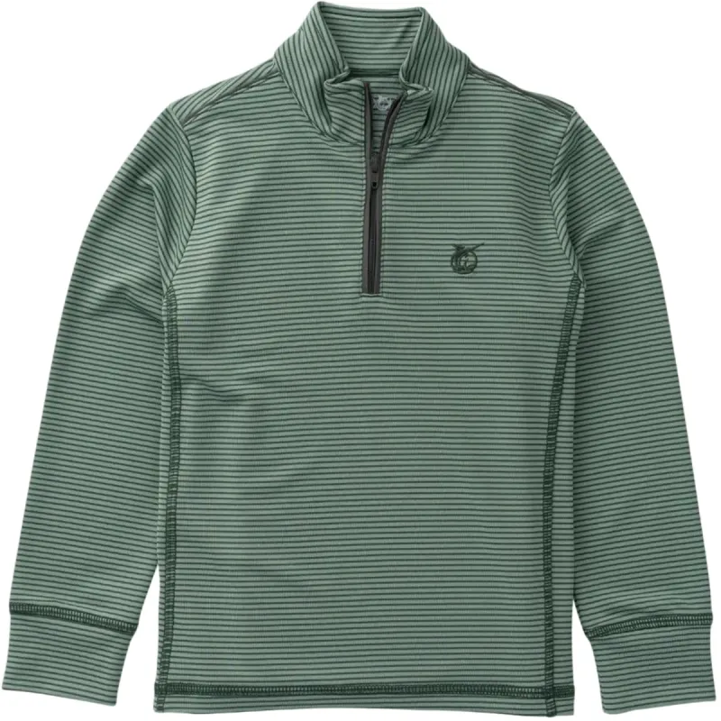 Boys Pro Performance 1/4 Zip Pullover in Camping Hedge Green Stripe