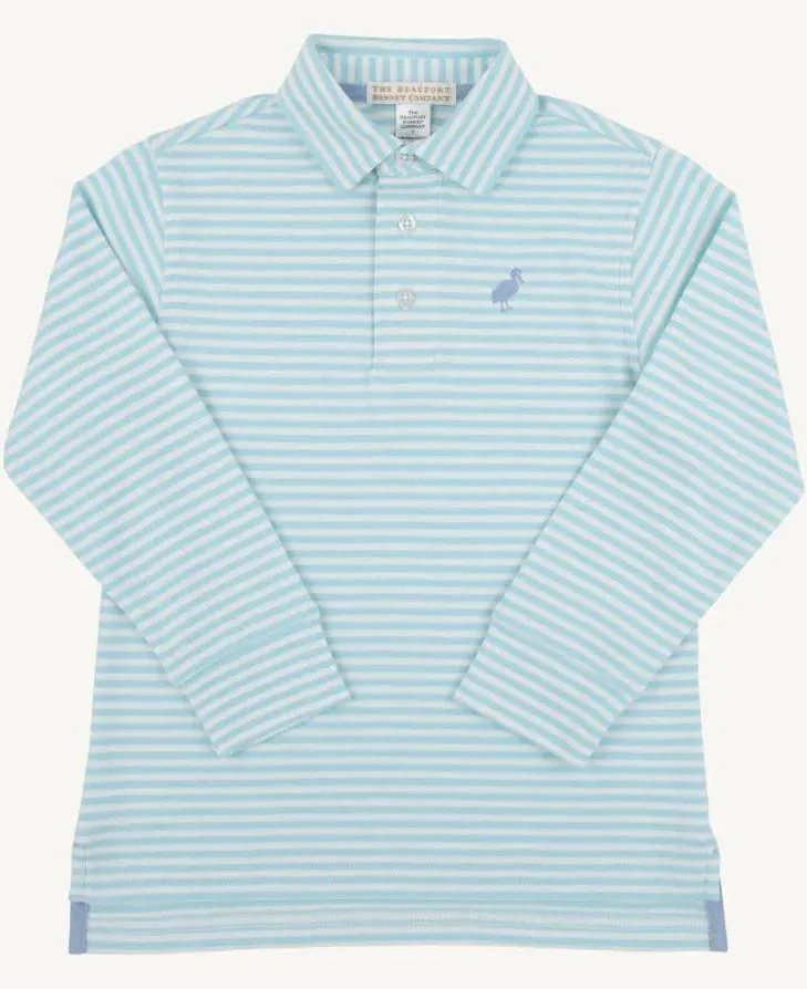 Bellhaven Blue Stripe LS Prim and Proper Polo