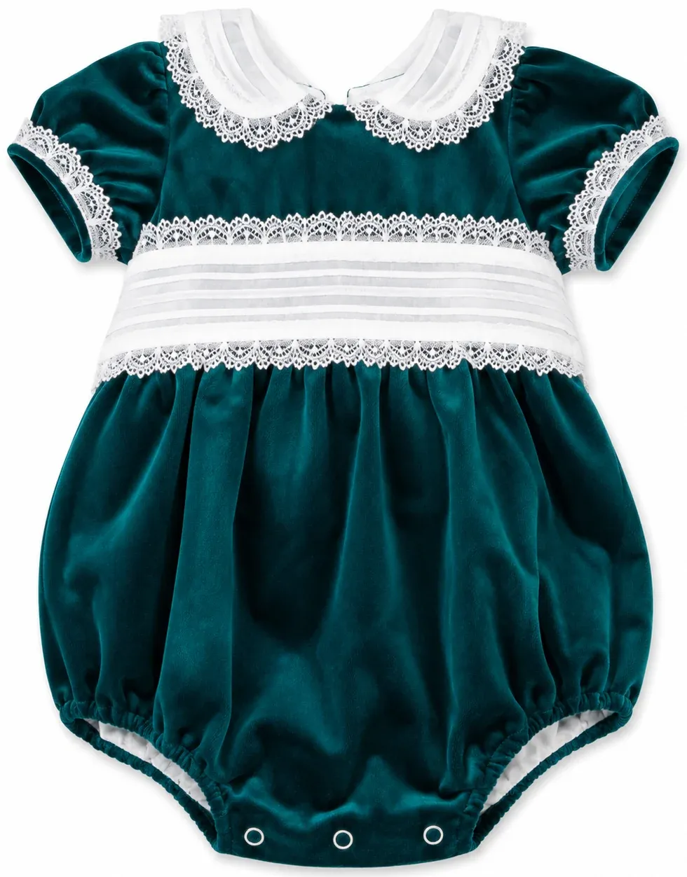 Green Velvet Sash Waist Bubble