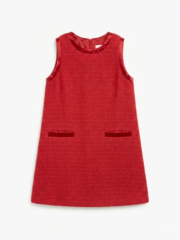 Red Tweed Sleeveless Dress