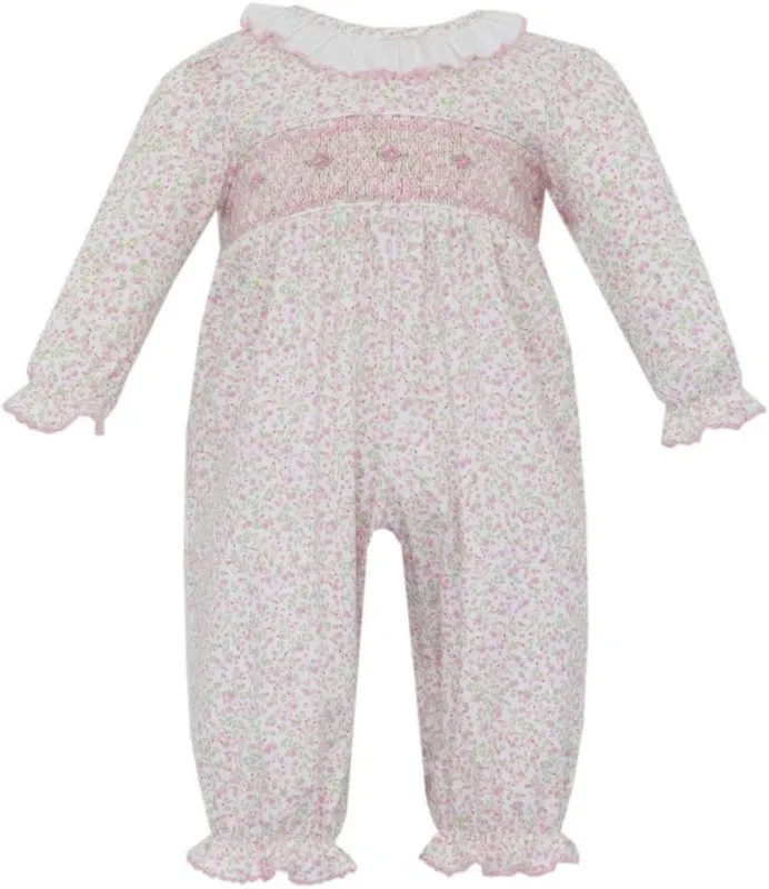 Harper Tiny Pink Floral Knit Bishop Footie