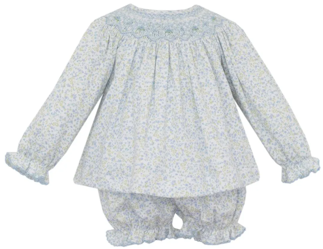 Caroline Tiny Blue Floral Knit Bishop Set