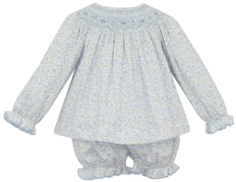 Caroline Tiny Blue Floral Knit Bishop Set
