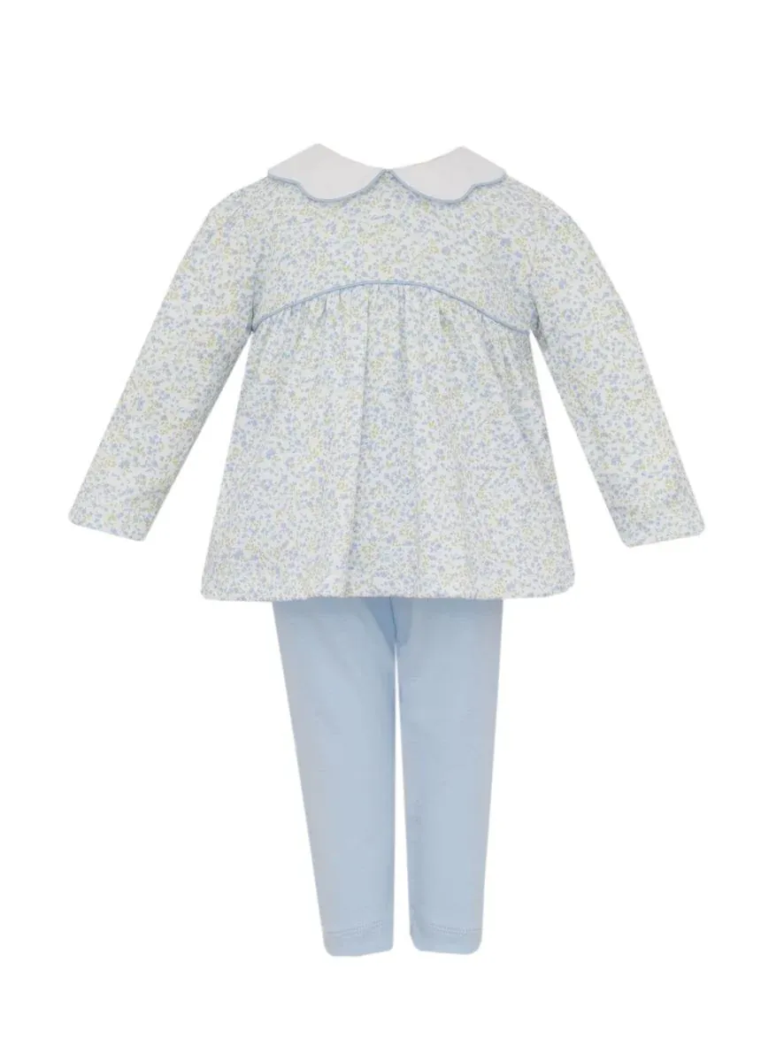Caroline Tiny Blue Floral Knit Set w/ Leggings