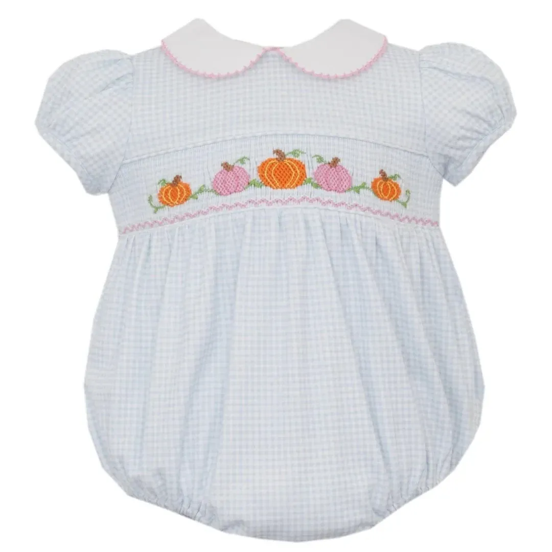 Pumpkin Girl's Knit Gingham Bubble