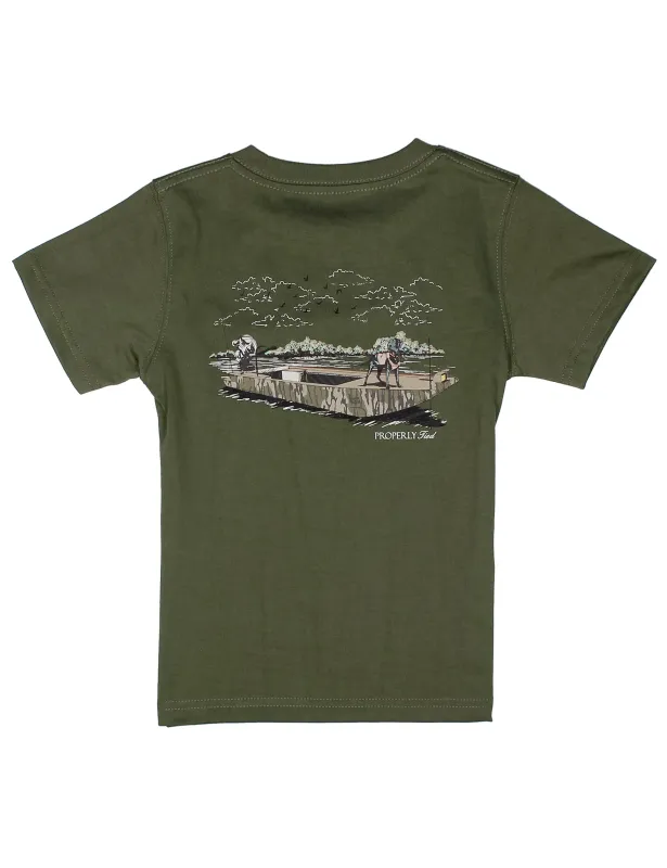 Boys Mossy Oak Boat Ride SS Olive