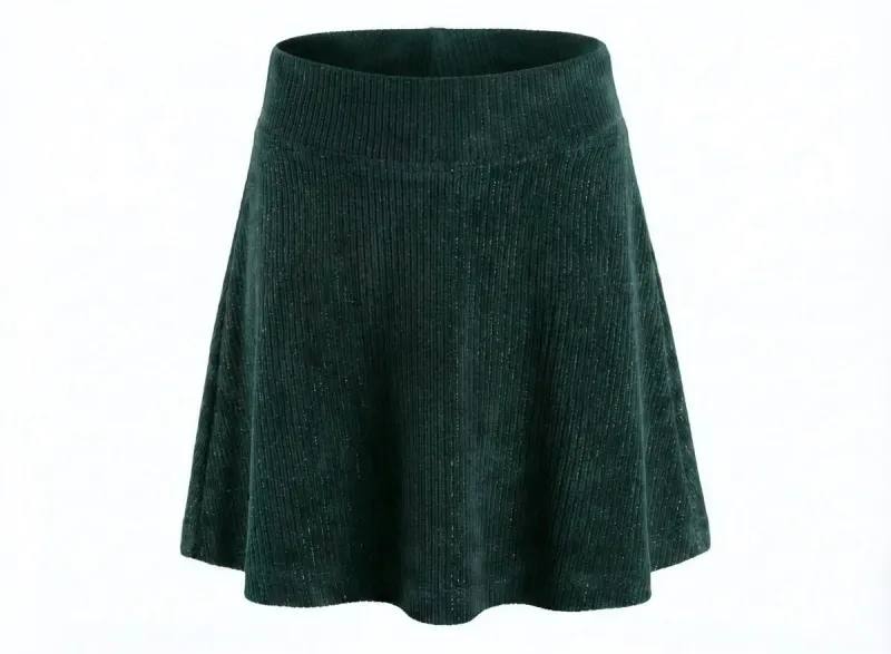 Libba Skirt in Dark Green Velour