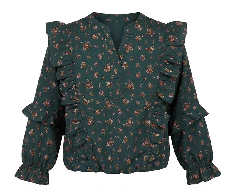 Katie Top in Evergreen Vintage Floral