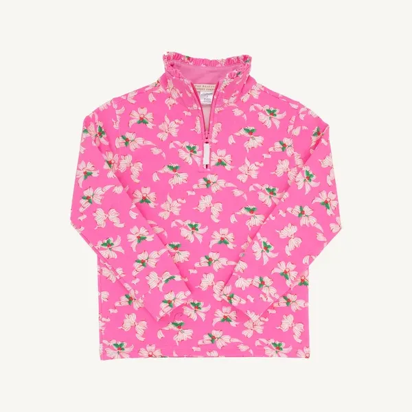 Canter Collar Half Zip Bows of Holly/Winter Park Pink