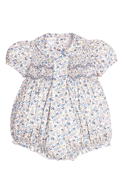 Smocked Bridget Bubble in Wisteria Floral