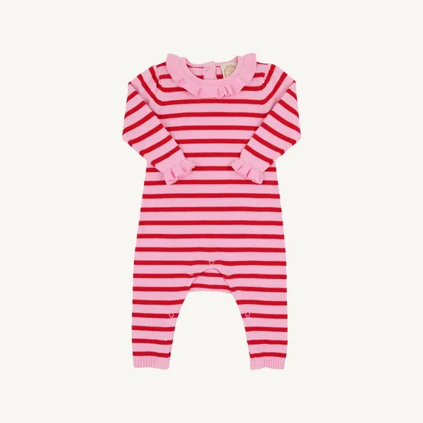 Reece Ruffle Romper in Richmond Red and Pier Party Pink Stripe