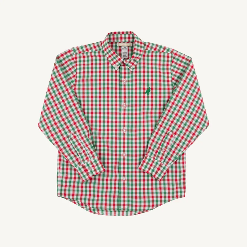 Dean's List Dress Shirt in Richmond Red and Kiawah Kelly Green Gingham