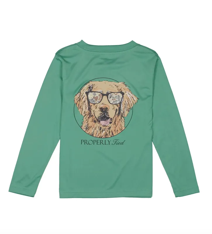 Boys Performance Tee Camo Companion Long Sleeve in Ivy