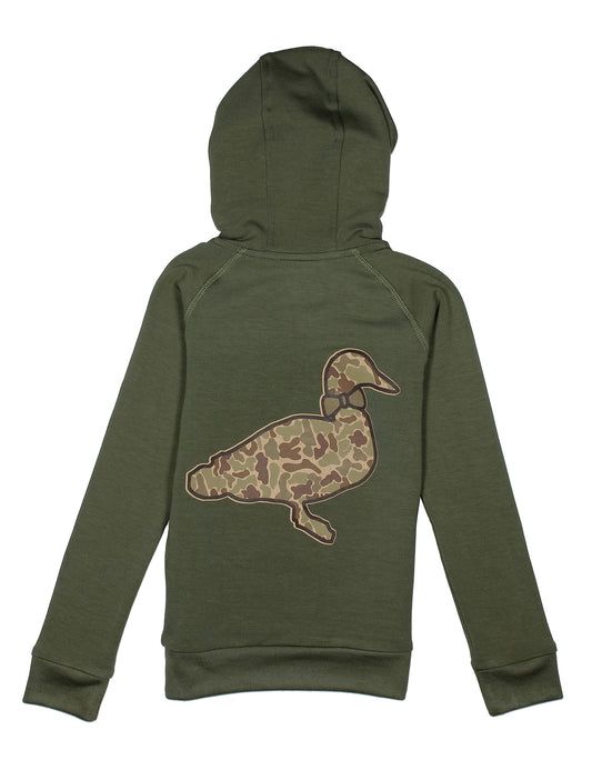 Boys Element Logo Hoodie in Vintage Camo Olive