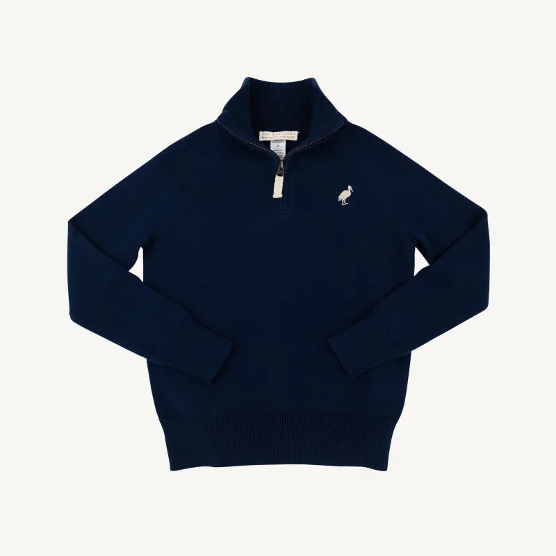 Hayden Half Zip Sweater in Nantucket Navy/Osprey Oatmeal