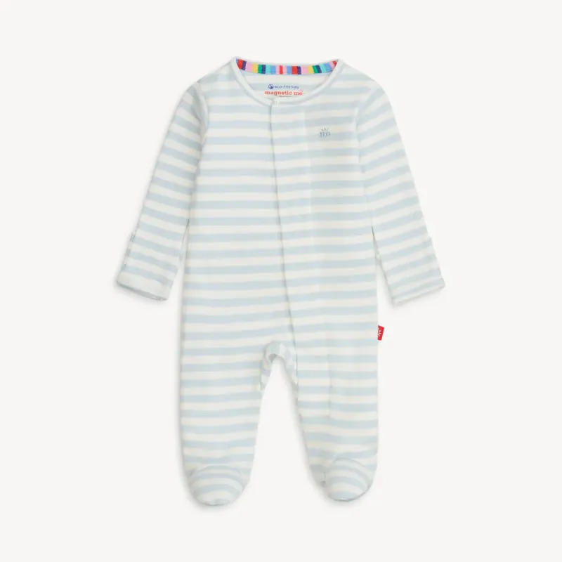 Blue Stripe Organic Cotton Footie