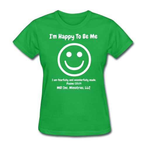 I'm Happy To Be Me Female Lime Green Puwer Up T-shirt