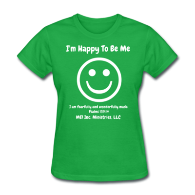 I'm Happy To Be Me Female Lime Green Puwer Up T-shirt