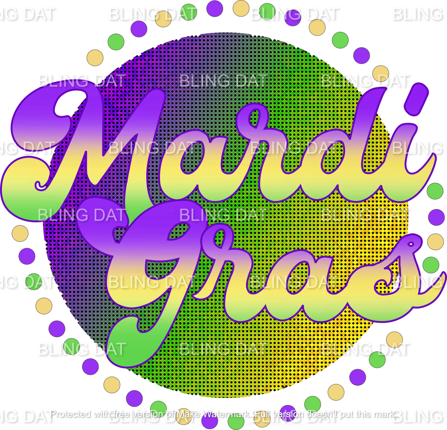 Retro Mardi Gras Heat Transfer