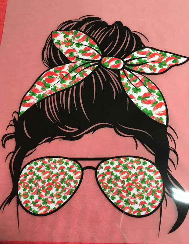 Messy Bun St Patrick’s Heat Transfer