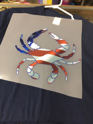 Red, White And Blue Crab Heat Transfer