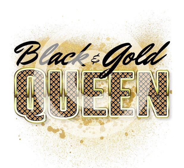 Black and Gold Queen Heat Transfer - DTF