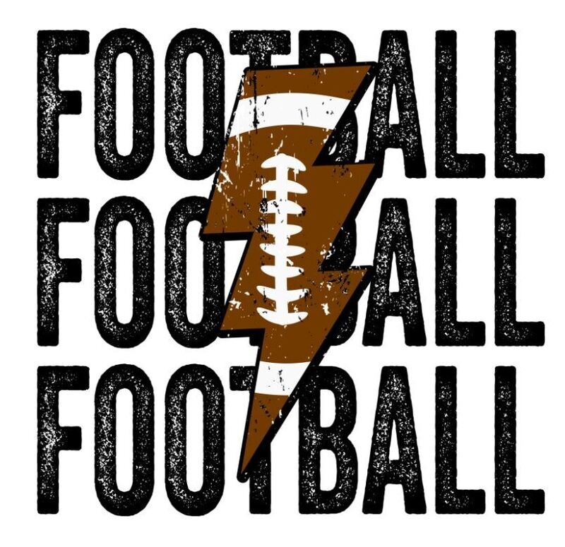 Football with Lightning Heat Transfer - DTF