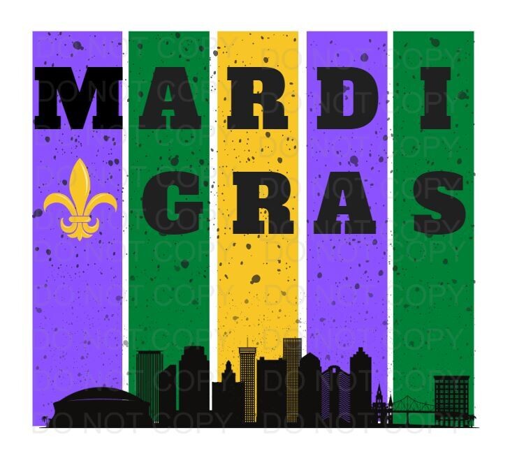 Mardi Gras Stripes DTF Heat Transfer