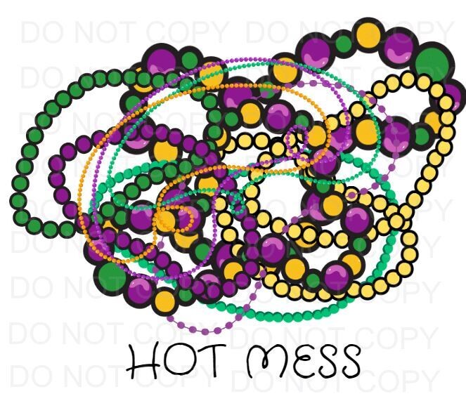 Mardi Gras Beads DTF Heat Transfer