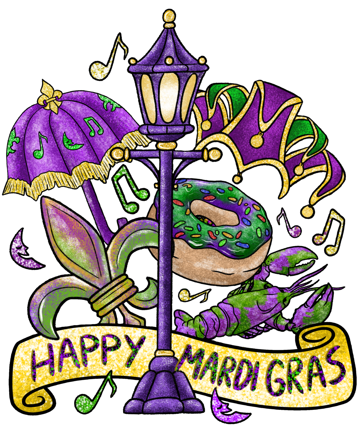 Happy Mardi Gras DTF Heat Transfer