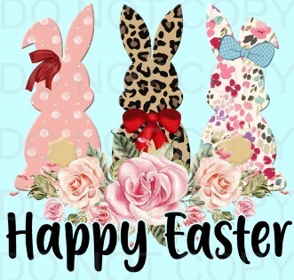 Happy Easter Floral Print DTF Heat Transfer