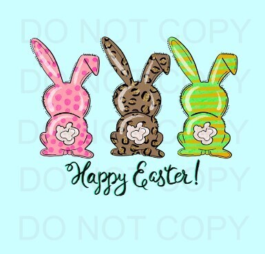 Happy Easter  Bunnies Print DTF Heat Transfer