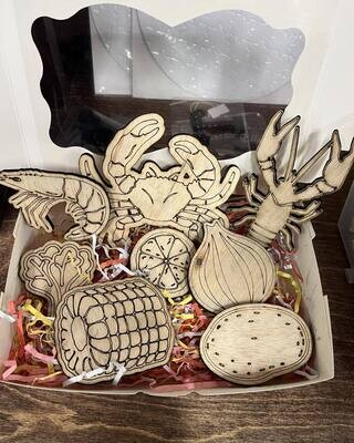 Seafood Boil Wood Cutout Set and Paint