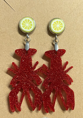 Lemon and Crawfish Earrings