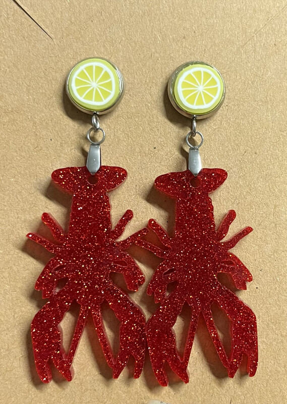 Lemon and Crawfish Earrings