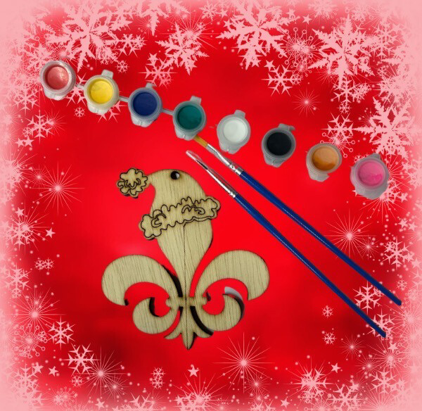 Wood Fleur De Lis Ornament paint Set