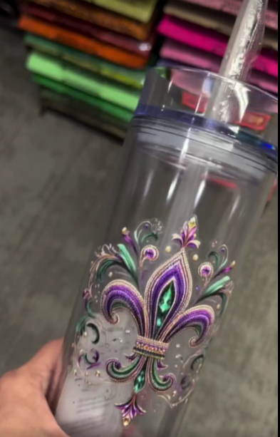 Mardi Gras Skinny Tumbler