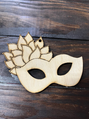 Wood Mardi Gras Mask Ornament