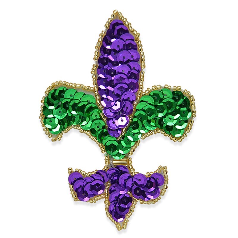 Sequin Mardi Gras Fleur De Lis Applique