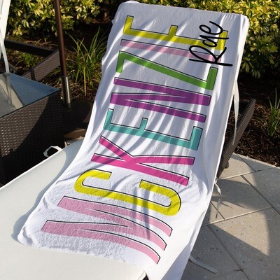 PERSONALIZED NAME OUTLINE BEACH TOWEL