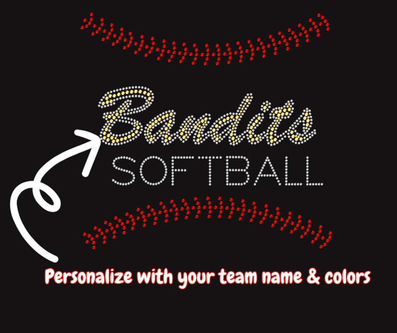 Personalized Softball Bling Transfer