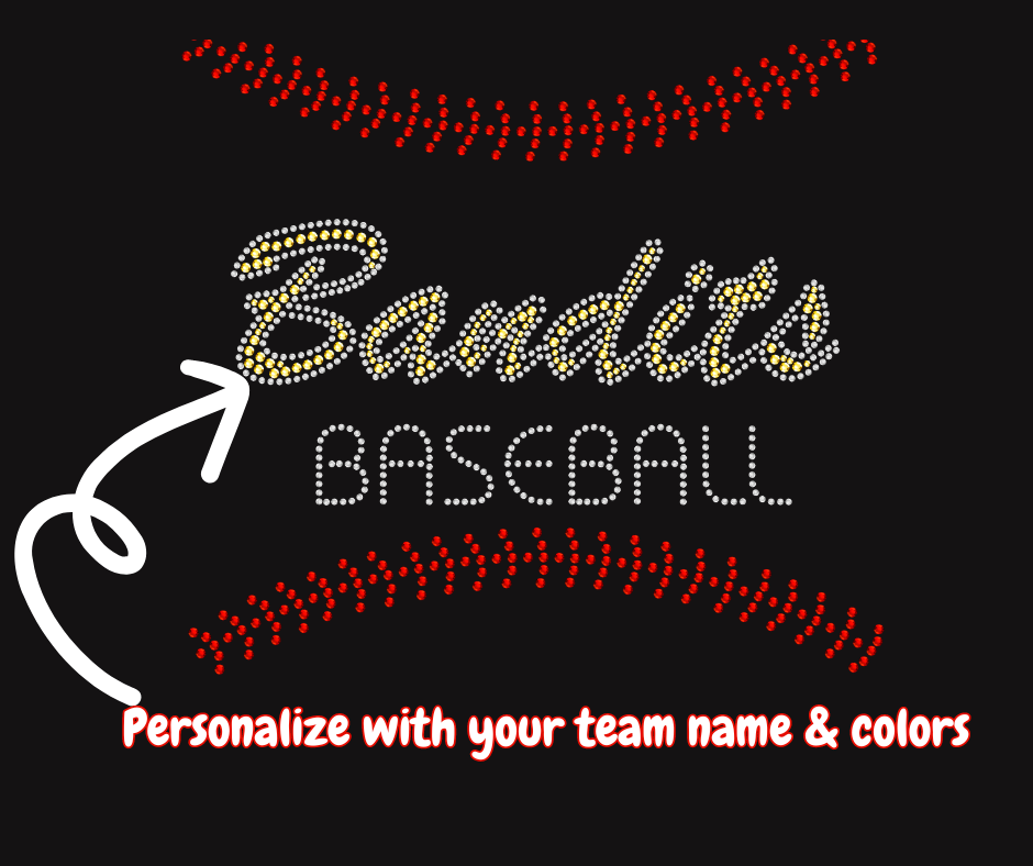 Personalized Baseball Bling Transfer