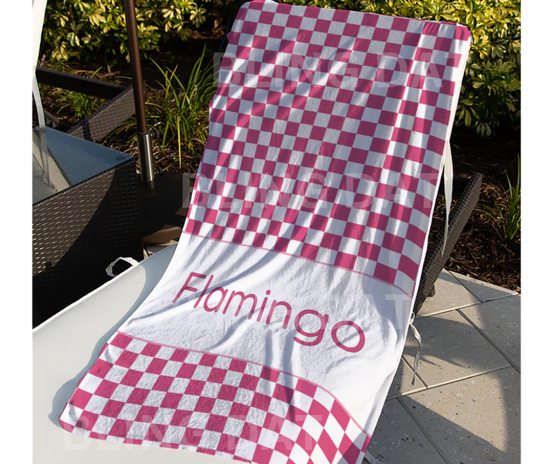 PERSONALIZED RETRO CHECKER BEACH TOWEL