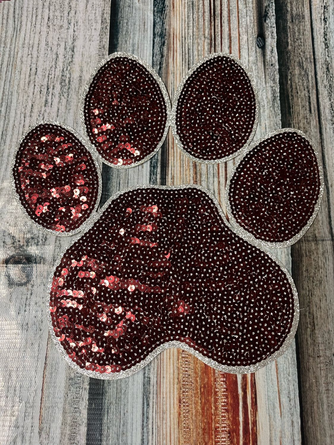 Sequin Garnet Paw Patch