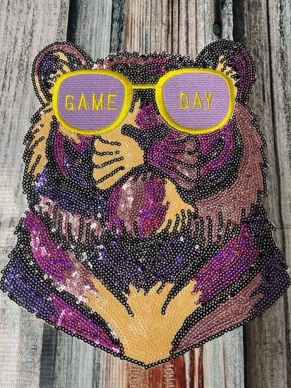 Sequin Game Day Tiger Head Patch