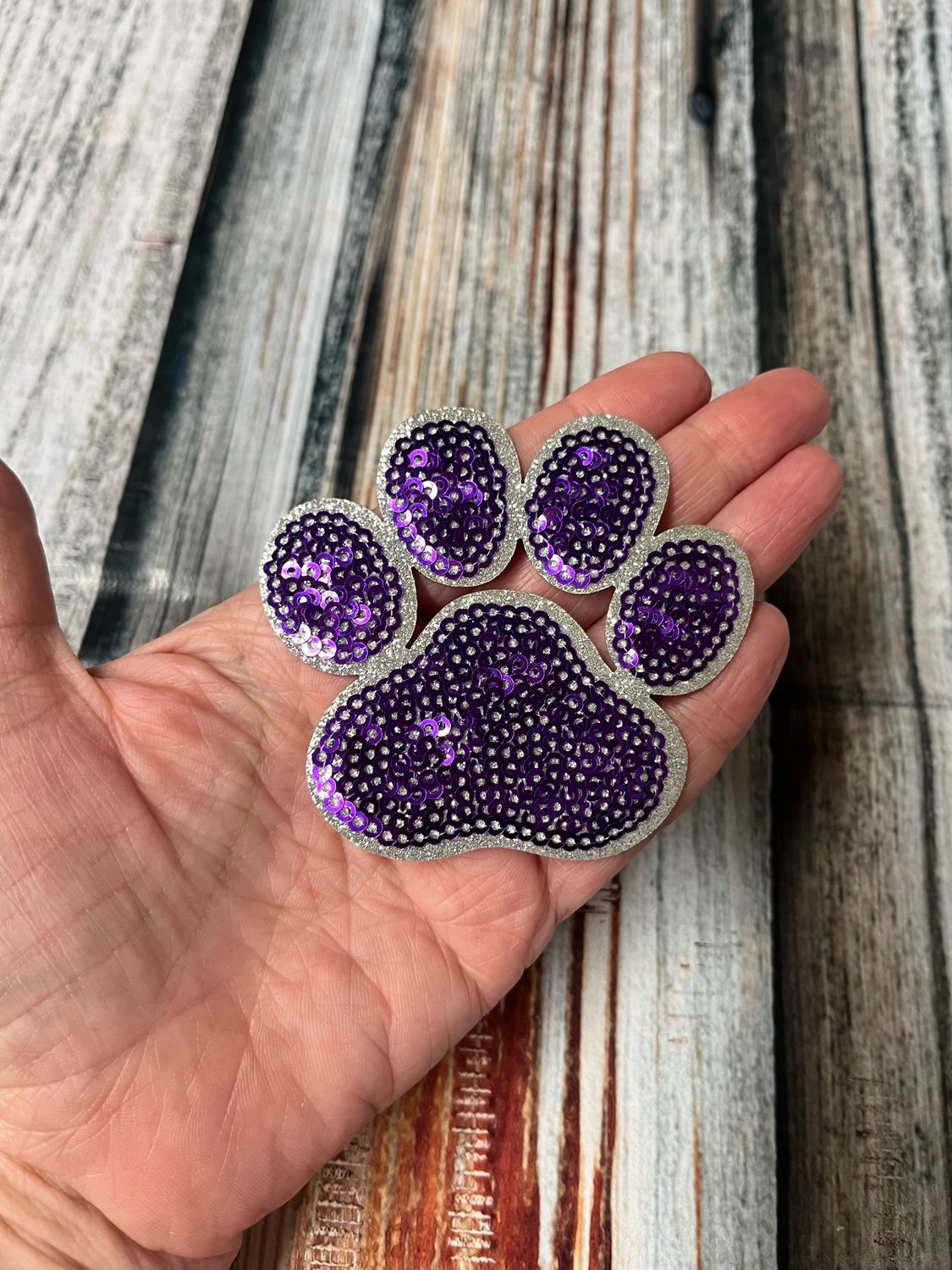 Sequin Purple Paw Cap Patch
