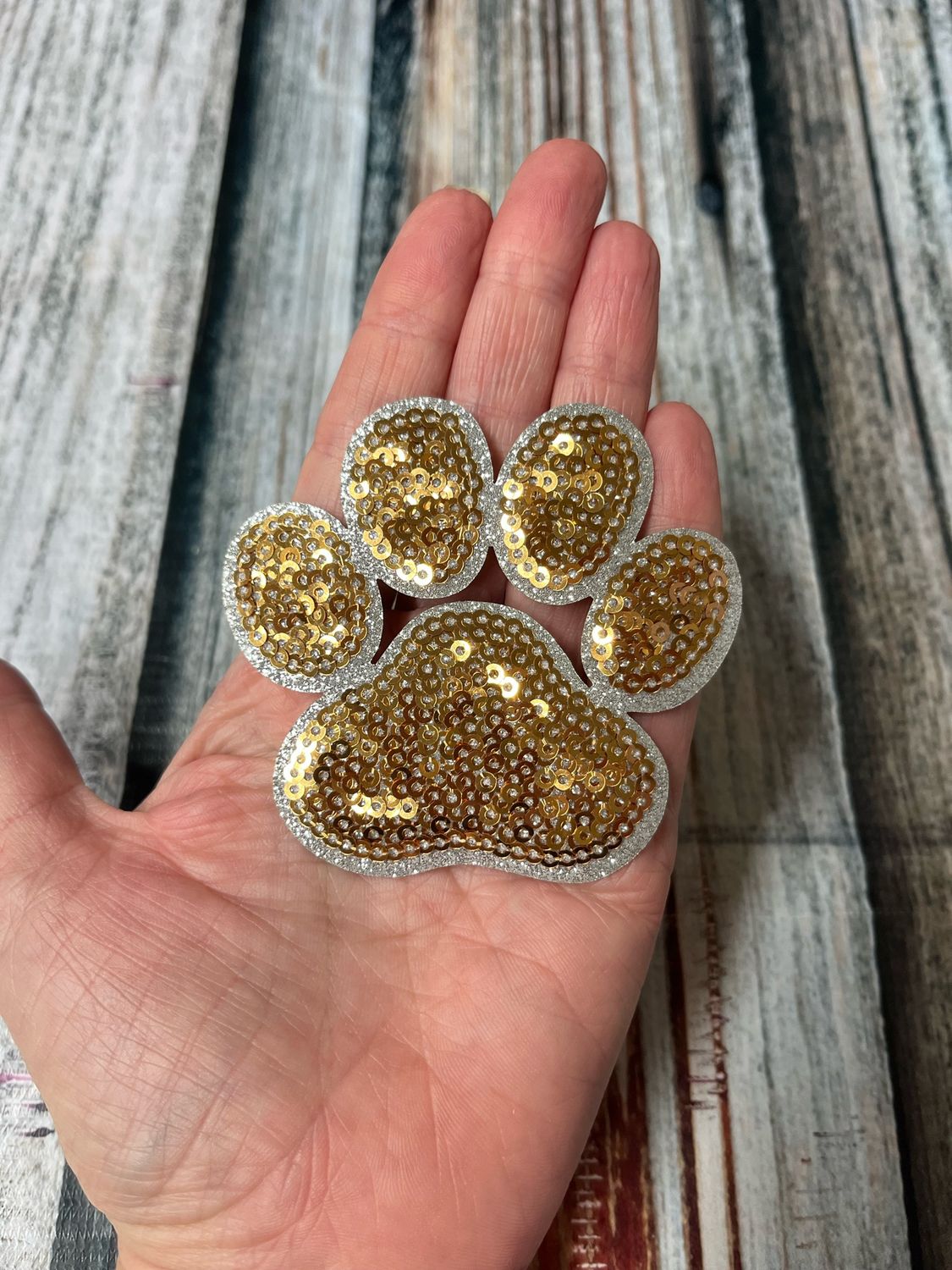 Sequin Gold Paw Cap Patch