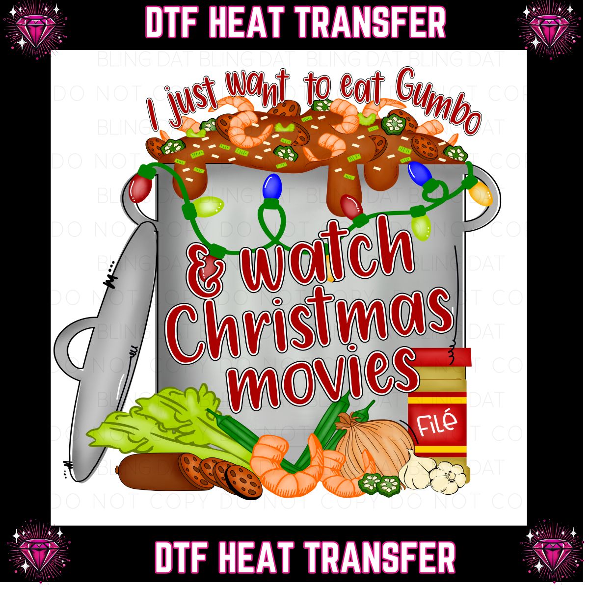 Gumbo and Christmas Movies DTF Transfer