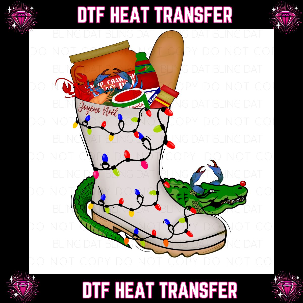 Christmas Shrimp Boot DTF Transfer