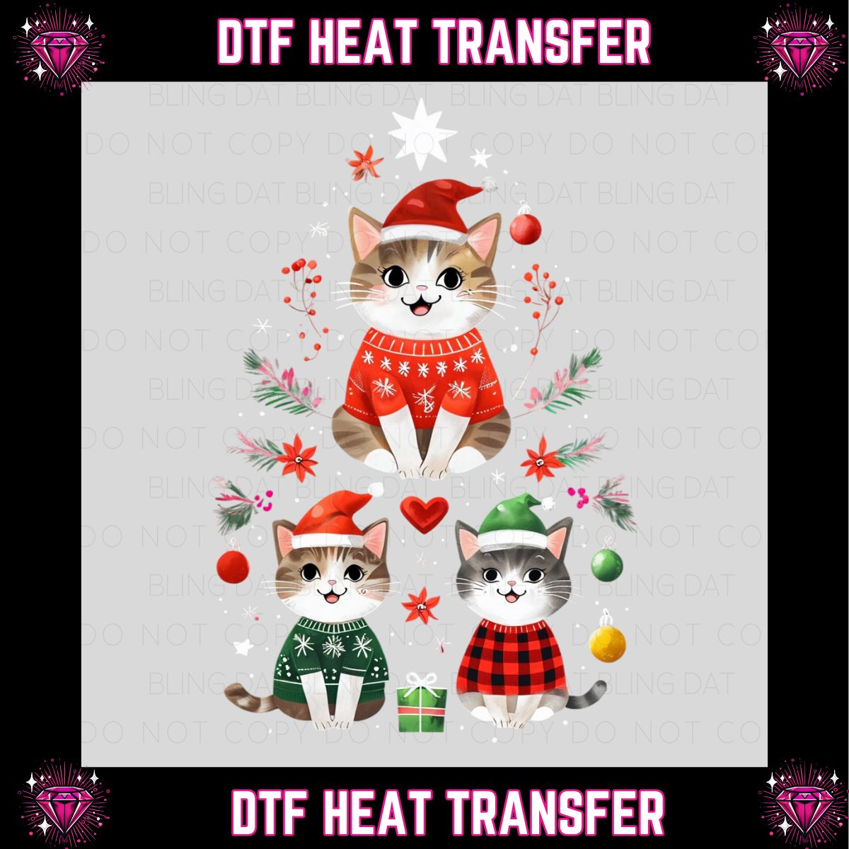 Cat Tree Christmas DTF Transfer